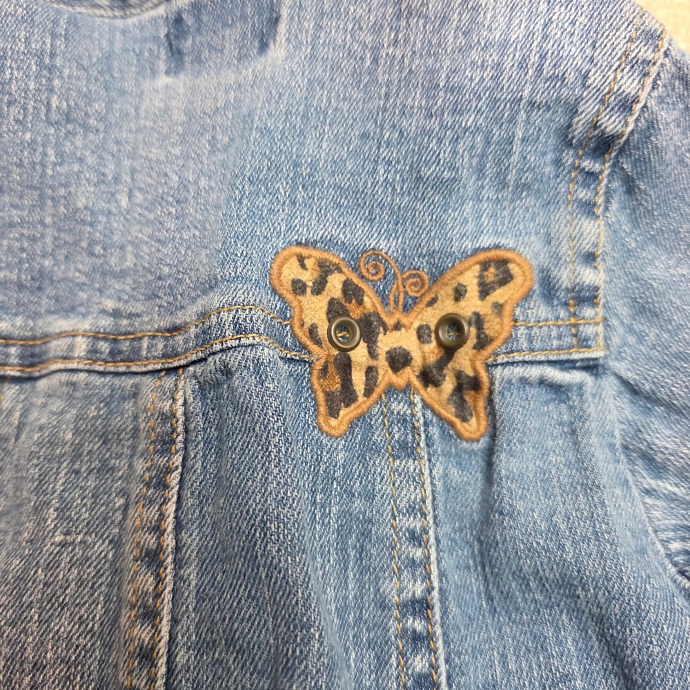 The Childrens Place Girls Blue Denim Butterfly Leopard Dress 36 Mos 3T Stretch - Picture 3 of 7